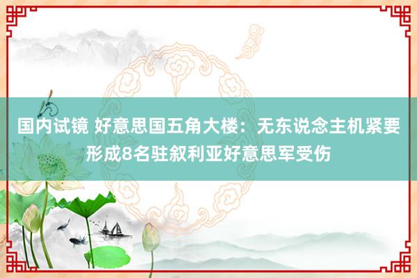 国内试镜 好意思国五角大楼:无东说念主机紧要形成8名驻叙利亚好意思军受伤