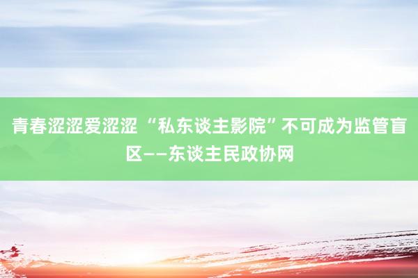 青春涩涩爱涩涩 “私东谈主影院”不可成为监管盲区——东谈主民政协网