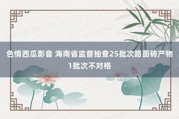 色情西瓜影音 海南省监督抽查25批次路面砖产物1批次不对格