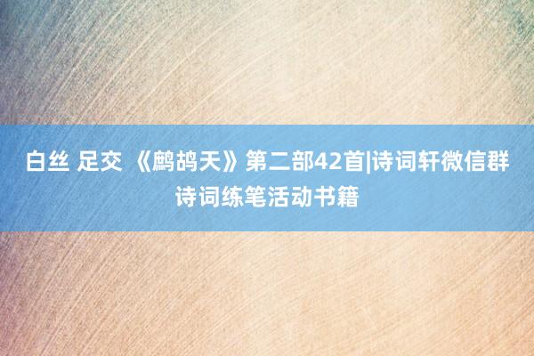 白丝 足交 《鹧鸪天》第二部42首|诗词轩微信群诗词练笔活动书籍